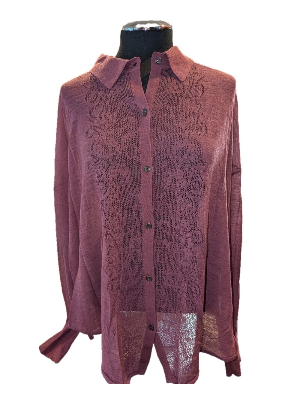 Maeve by Anthropologie Button Down Top, Size Large, Maroon